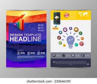 Abstract geometric brochure template. Map. Flyer Layout. Flat Style. Infographic Elements. Minimalistic multifunctional media backdrop. Blurred. Icons.   Vector illustration. 