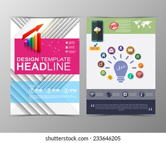 Abstract geometric brochure template. Map. Flyer Layout. Flat Style. Infographic Elements. Minimalistic multifunctional media backdrop. Blurred. Icons.   Vector illustration. 