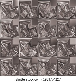 Abstract Geometric Brown Monochrome Background. High Saturated Gradients. Different Geometrical Shapes