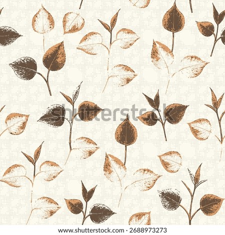 Abstract Geometric brown theme Leaves and branches Pattern with textured background. Seamless grunge textured patterns used botanical background, textiles, wallpapers, dress