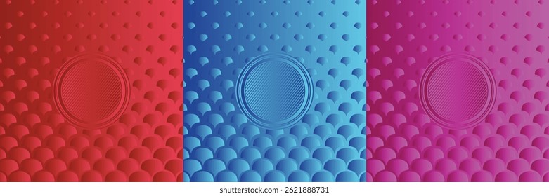 Abstract geometric bubble background for brochure cover design. Red, Blue pink vector banner template