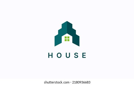 Resumen del logotipo del edificio geométrico. Usable para Arquitectos, Bienes Raíces, Casa, Apartamento, Negocios y Logos de la Empresa de Marcas. Elemento de plantilla de diseño de logotipo de vectores planos.