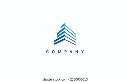Abstraktes Logo für geometrisches Gebäude. Für Logos von Architekten, Immobilien, Häusern, Appartements, Unternehmen und Branding Unternehmen geeignet. Flaches Vectorlogo-Design-Vorlagenelement.