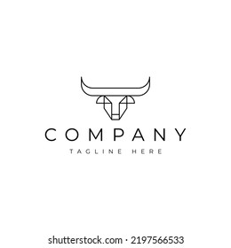 Abstract Geometric Bull Head Vector Logo Design