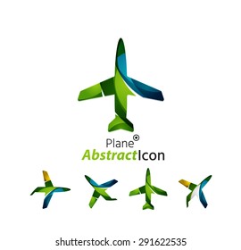 Abstract geometric business corporate emblem - airplane. Logo icon design for travel or any other idea