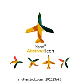 Abstract geometric business corporate emblem - airplane. Logo icon design for travel or any other idea
