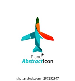 Emblema empresarial geométrico abstrato - avião. Design do ícone de logotipo para viagens ou qualquer outra ideia