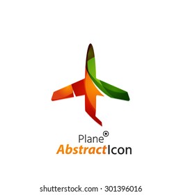 Abstract geometric business corporate emblem - airplane. Logo icon design for travel or any other idea