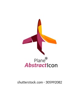 Abstract geometric business corporate emblem - airplane. Logo icon design for travel or any other idea