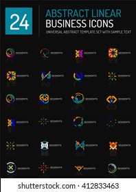 Abstract geometric business logo icon set. Linear design, thin line flat logotypes - swirls circles triangles and squares Abstract geometric business logo icon set. Linear design, thin line flat logotypes - swirls circles triangles and squares