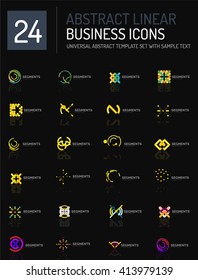 Abstract geometric business logo icon set. Linear design, thin line flat logotypes - swirls circles triangles and squares