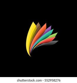 abstract geometric business vector icon. colorful. black background.