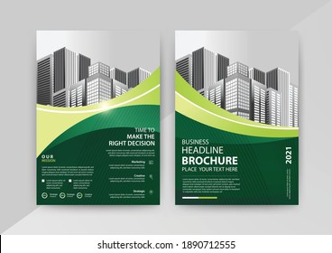 Abstract Geometric Business vector template for Brochure, Annual Report, Magazine, Poster, Corporate Presentation, Portfolio, Flyer, Market, infographic with green color size A4, front and back