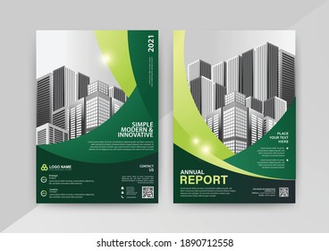 Abstract Geometric Business vector template for Brochure, Annual Report, Magazine, Poster, Corporate Presentation, Portfolio, Flyer, Market, infographic with green color size A4, front and back