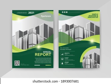 Abstract Geometric Business vector template for Brochure, Annual Report, Magazine, Poster, Corporate Presentation, Portfolio, Flyer, Market, infographic with green color size A4, front and back