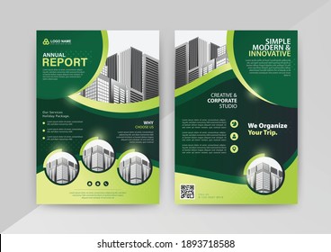 Abstract Geometric Business vector template for Brochure, Annual Report, Magazine, Poster, Corporate Presentation, Portfolio, Flyer, Market, infographic with green color size A4, front and back