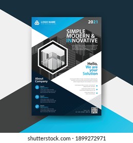 Abstract Geometric Business vector template for Flyer, Brochure, Annual Report, Magazine, Poster, Corporate Presentation, Portfolio, Market, infographic with blue color 