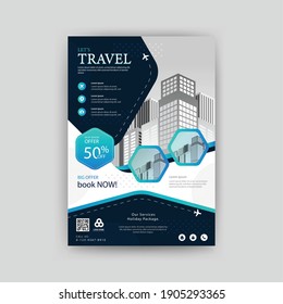 Abstract Geometric Business vector template for Flyer, Brochure, Annual Report, Magazine, Poster, Corporate Presentation, Portfolio, Market, infographic with blue color 