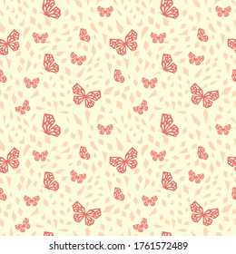 Abstract geometric butterflies pattern in pink pastel. Vector seamless pattern design for textile, fashion, paper and wrapping