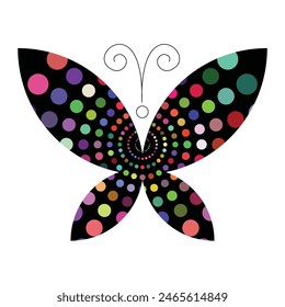 Abstract geometric butterfly drawing, isolated on white background, vector design