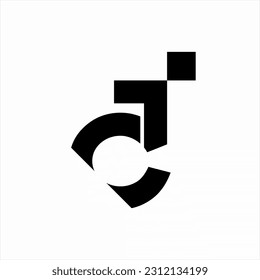 Abstract geometric C and T letter logo design with unique style.