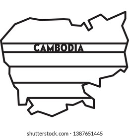Abstract geometric CAMBODIA map for cut. Template animal for laser cutting. Stencil for decorative panel of wood, metal, paper. Design elements animal logo.