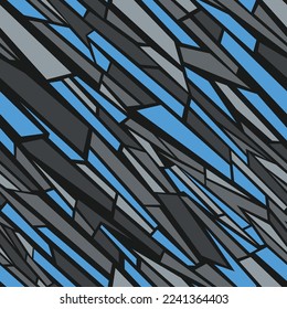 Abstract geometric camouflage texture seamless pattern. Modern digital endless polygonal striped ornament for fabric and fashion print. Vector background.