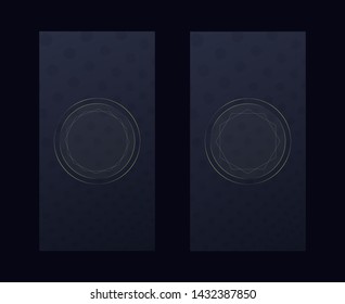 Abstract geometric card design template with modern golden circles and shapes, Halftone dots effect