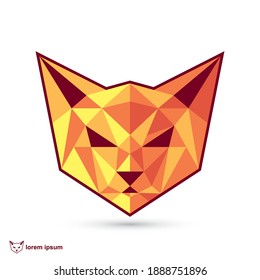 Abstract geometric cat face - isolated vector illustration suitable for logo