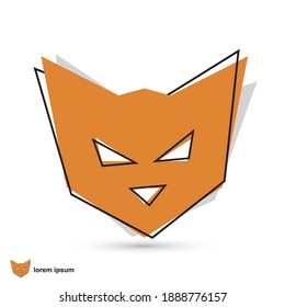 Abstract geometric cat face - isolated vector illustration suitable for logo