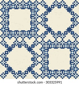 abstract geometric ceramic tile pattern, textured seamless vector illustration