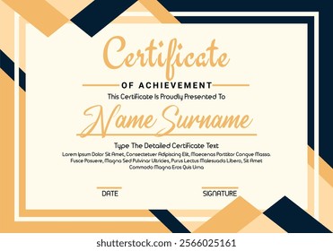 Abstract geometric certificate of achievement template