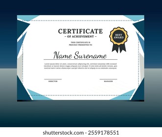 Abstract geometric certificate with badge for appreciation