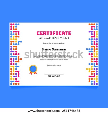 Abstract Geometric Certificate Design with Connected Rounded Square Pattern on The Side