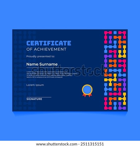 Abstract Geometric Certificate Design with Dark Theme and Connected Rounded Square Pattern