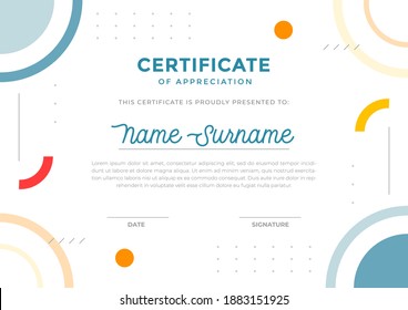 Resumen de diseño de plantillas de certificado geométrico, apreciación de empresas y educación