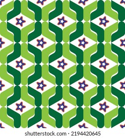 Resumen Estilo de cadena geométrica Formas de Knit retro Estrellas Patrón sin inconvenientes Colores de moda Perfecto para la impresión de tela de alamante o envolver papel Tonos verdes brillantes