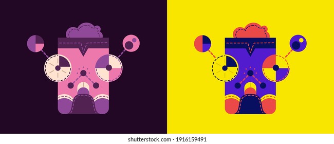 Abstract geometric character. Stranger, funny and cool. Flat sytle