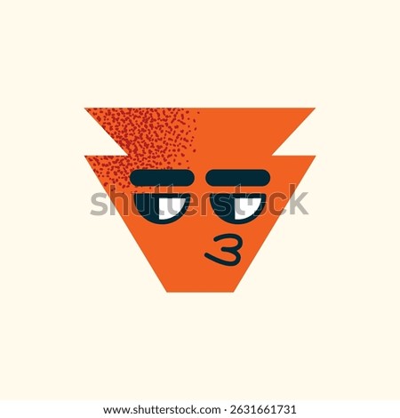 Abstract geometric characters expressive facial expressions. Concept emotions  happiness, sadness, confusion, and smugness. Flat vector cartoon style illustration isolated emotion icons