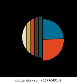 Abstract Geometric Chart Design with Bold Colors on Black Background