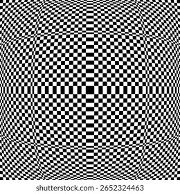 Patrón Abstractas geométrico a cuadros en blanco y negro con efecto de ilusión 3D. Fondo texturizado convexo. Arte vectorial.