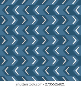 Abstract Geometric Chevron Arrow Direction Seamless Pattern in Blue Tones for Textile