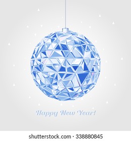 Abstract Geometric christmas ball. 3D polygonal vector illustration, light effect