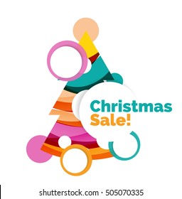 Abstract geometric Christmas banner. Vector illustration with copyspace
