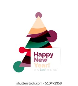 Pancarta de Navidad geométrica abstracta. Ilustración vectorial con espacio de copia