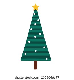 Abstract geometric Christmas thee. Pine tree in flat style isolated on white background. Vector illustration.