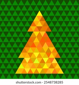 Abstract geometric christmas tree with colorful triangles, mosaic style. Vector illustration