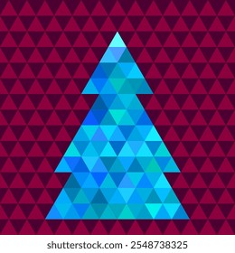 Abstract geometric christmas tree with colorful triangles, mosaic style. Vector illustration