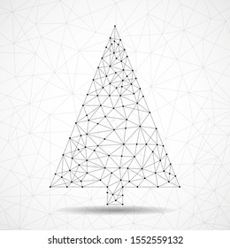 Abstract geometric christmas tree of lines and dots, vector