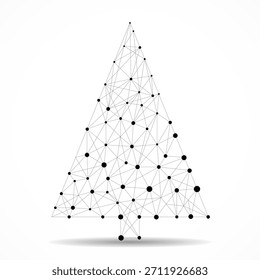 Abstrakter geometrischer Weihnachtsbaum aus Linien und Punkten, Vektor